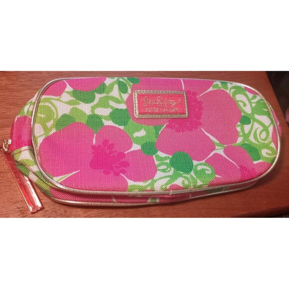 Lilly Pulitzer Handbags - Lilly Pulitzer Cosmetic Case for Estee Lauder Floral Pink Green Travel 10"x5"
